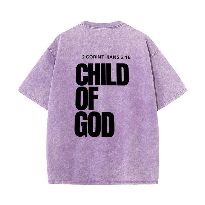 Christianartworkshop Minimalist Child of God Unisex Washed T-Shirt: Bold Faith in Clean Design - Purple - 5XL - image 12