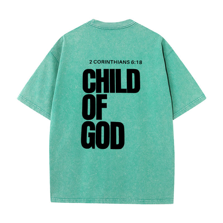 Christianartworkshop Minimalist Child of God Unisex Washed T-Shirt: Bold Faith in Clean Design - Green - 5XL - image 18