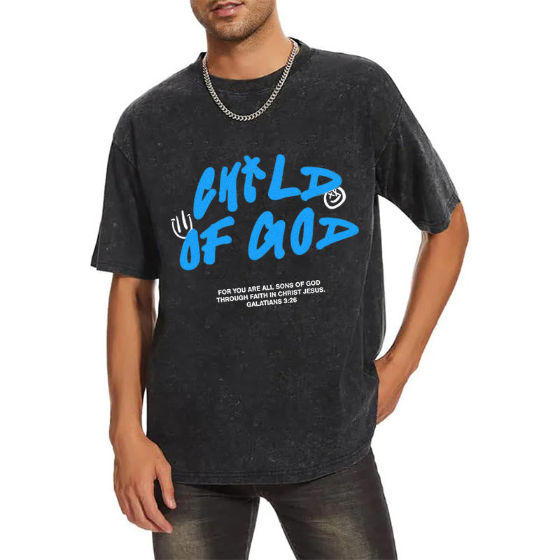 Christianartworkshop Vibrant Graffiti Style Child of God Unisex Washed T-Shirt - image 2