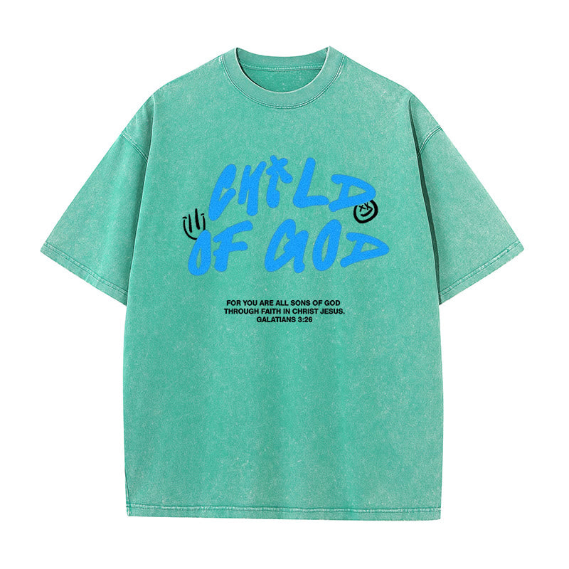 Christianartworkshop Vibrant Graffiti Style Child of God Unisex Washed T-Shirt - Green - 5XL - image 11
