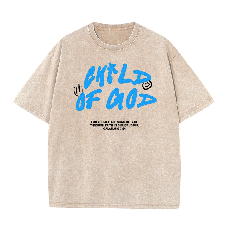 Christianartworkshop Vibrant Graffiti Style Child of God Unisex Washed T-Shirt - Apricot - 5XL - image 9