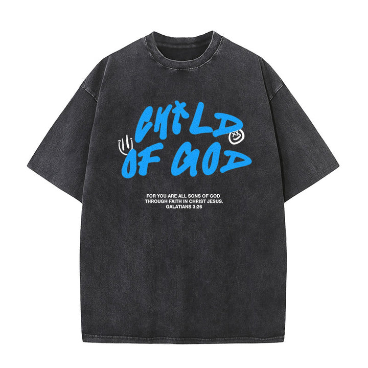 Christianartworkshop Vibrant Graffiti Style Child of God Unisex Washed T-Shirt - Black - 5XL - image 1