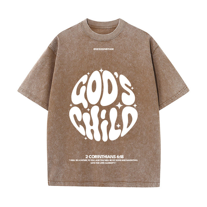 Christianartworkshop Retro Psychedelic Style Child of God Unisex Washed T-Shirt - Coffee - 5XL - image 11