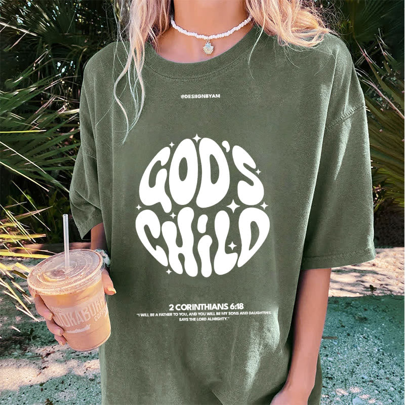 Christianartworkshop Retro Psychedelic Style Child of God Unisex Washed T-Shirt - image 6