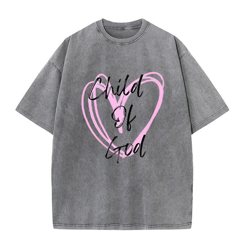 Christianartworkshop Romantic Child of God with Sacred Heart Unisex Washed T-Shirt - Grey - 5XL - image 6