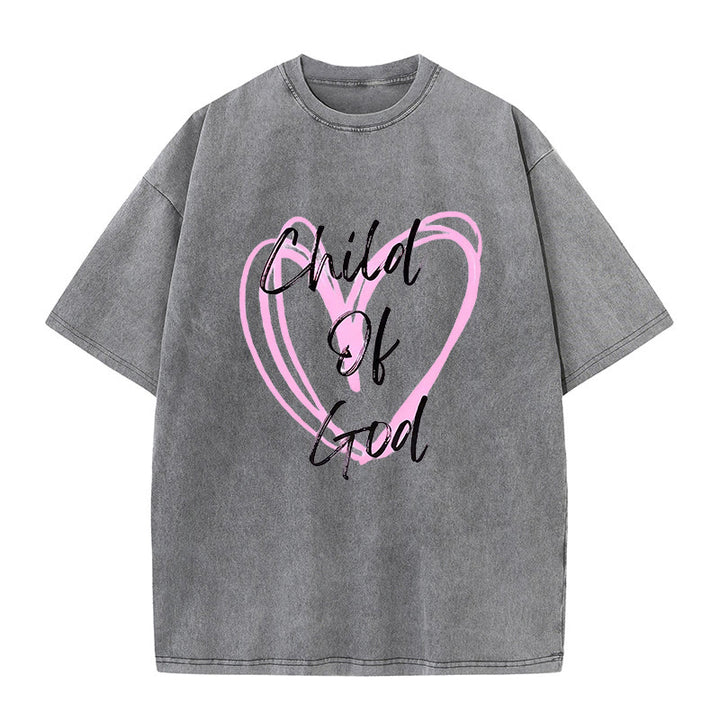 Christianartworkshop Romantic Child of God with Sacred Heart Unisex Washed T-Shirt - Grey - 5XL - image 6