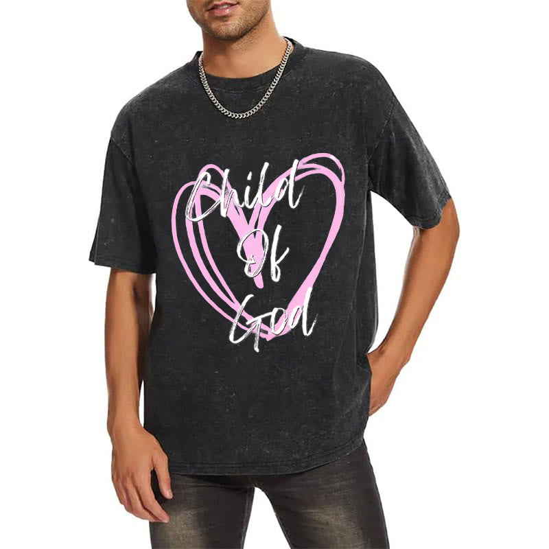 Christianartworkshop Romantic Child of God with Sacred Heart Unisex Washed T-Shirt - image 2