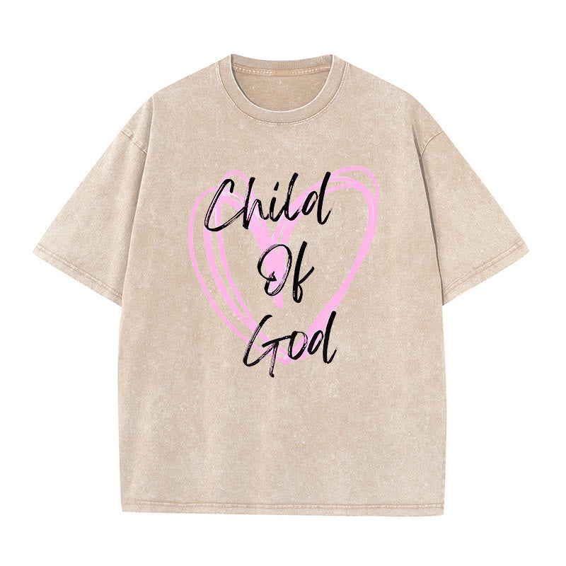 Christianartworkshop Romantic Child of God with Sacred Heart Unisex Washed T-Shirt - Apricot - 5XL - image 9