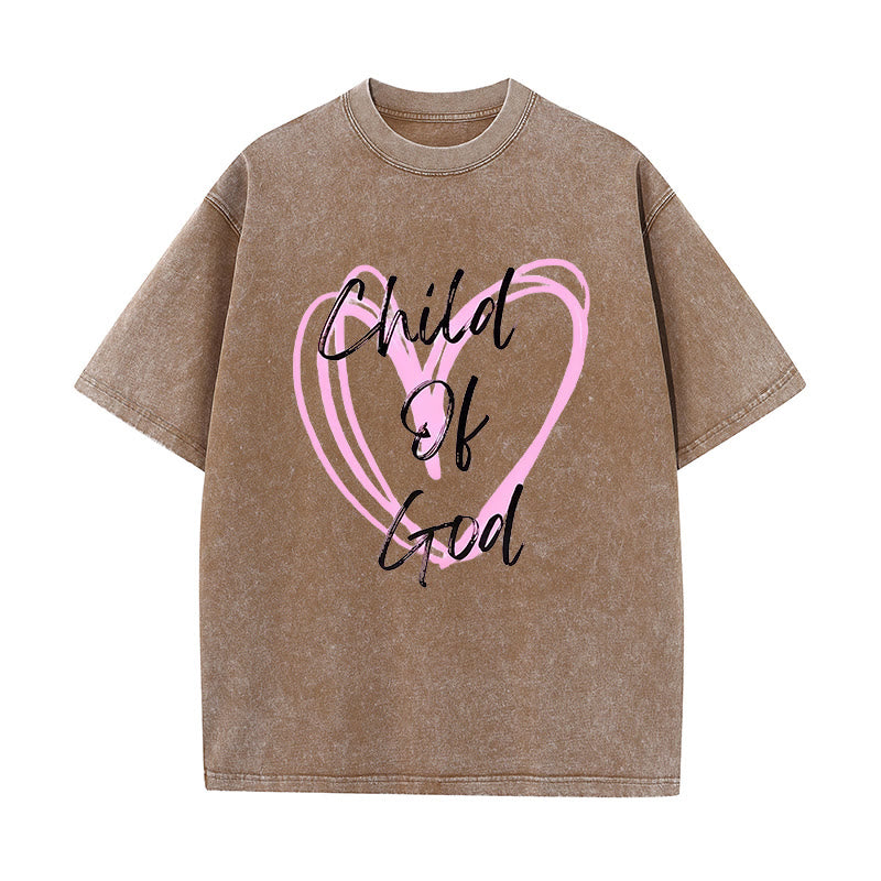Christianartworkshop Romantic Child of God with Sacred Heart Unisex Washed T-Shirt - Coffee - 5XL - image 10