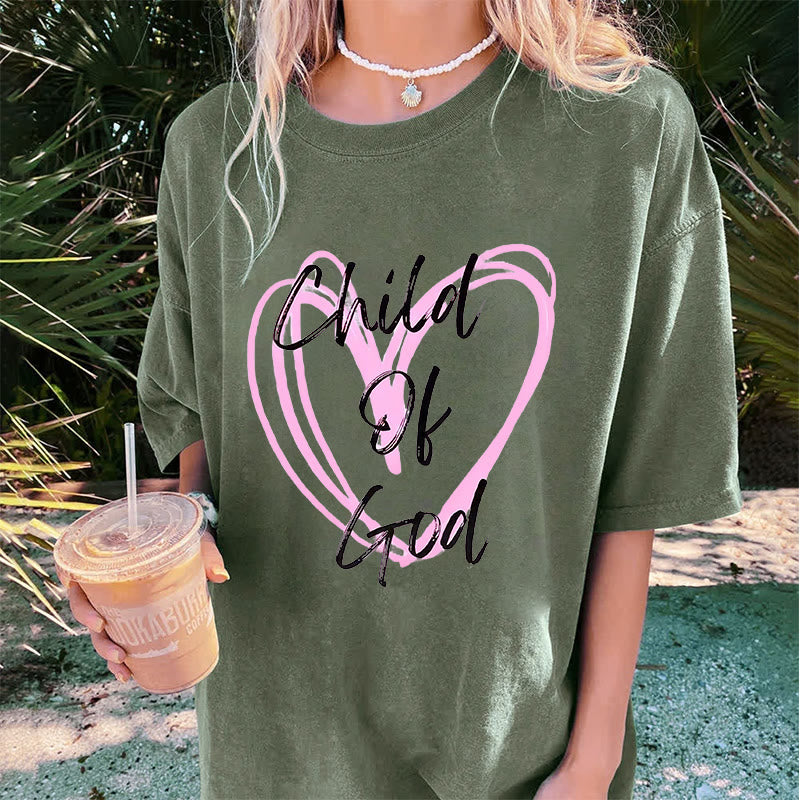 Christianartworkshop Romantic Child of God with Sacred Heart Unisex Washed T-Shirt - image 5