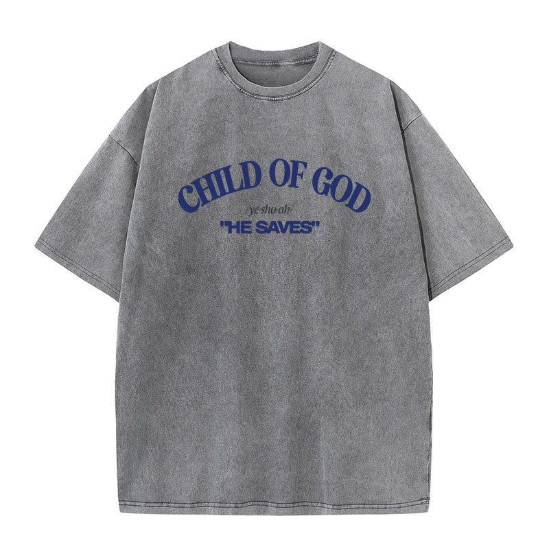 Christianartworkshop Classic Style He Save Child of God Unisex Washed T-Shirt - Grey - 5XL - image 6
