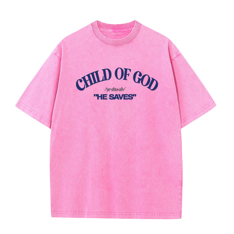 Christianartworkshop Classic Style He Save Child of God Unisex Washed T-Shirt - Pink - 5XL - image 12