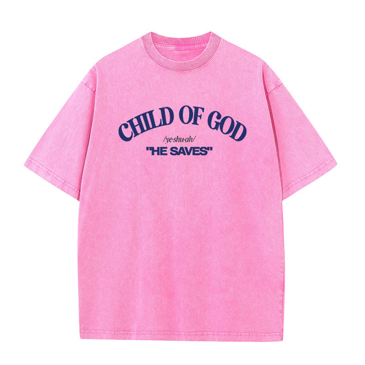 Christianartworkshop Classic Style He Save Child of God Unisex Washed T-Shirt - Pink - 5XL - image 12