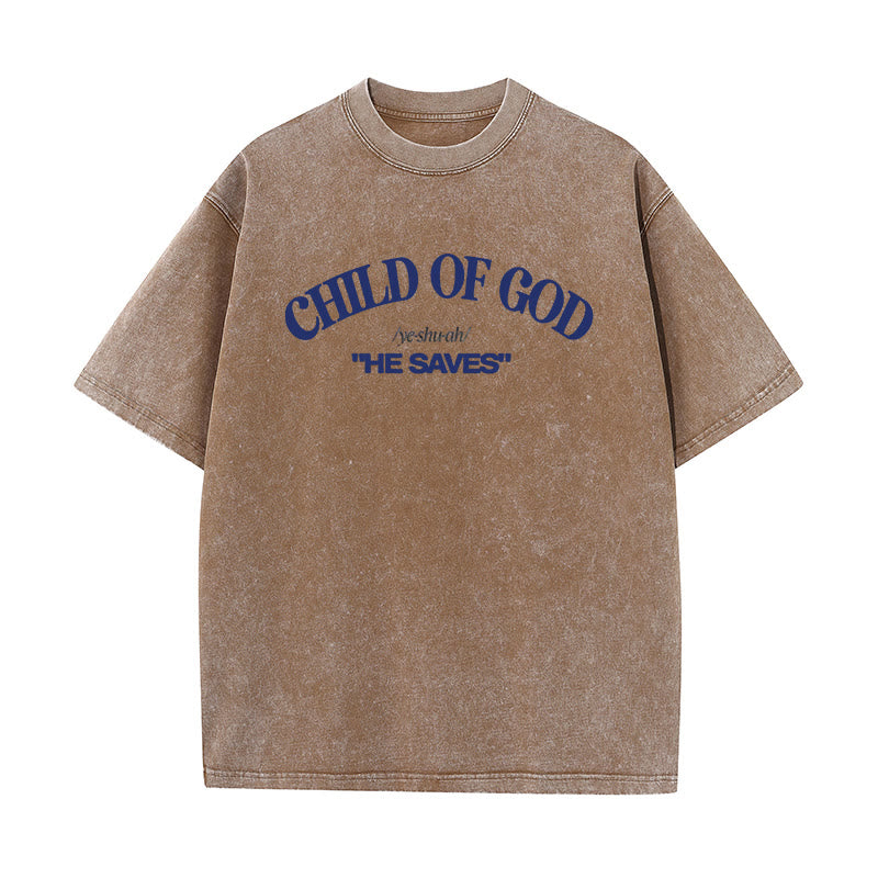 Christianartworkshop Classic Style He Save Child of God Unisex Washed T-Shirt - Coffee - 5XL - image 10