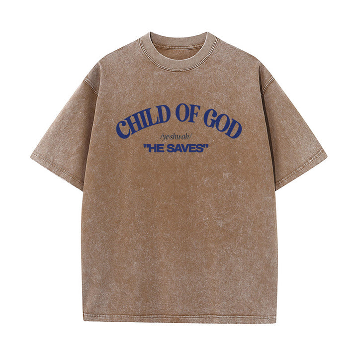 Christianartworkshop Classic Style He Save Child of God Unisex Washed T-Shirt - Coffee - 5XL - image 10
