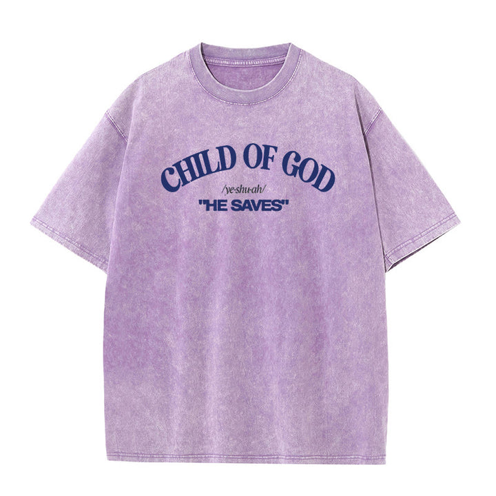 Christianartworkshop Classic Style He Save Child of God Unisex Washed T-Shirt - Purple - 5XL - image 8