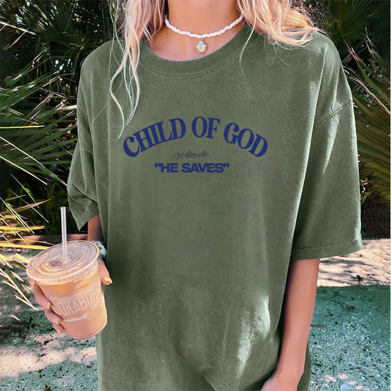 Christianartworkshop Classic Style He Save Child of God Unisex Washed T-Shirt - image 5
