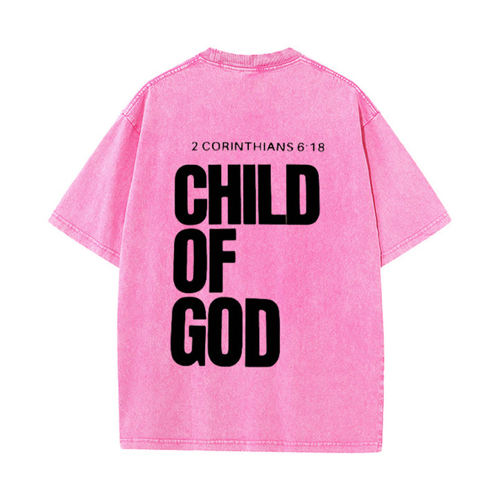 Christianartworkshop Minimalist Child of God Unisex Washed T-Shirt: Bold Faith in Clean Design - Pink - 5XL - image 20