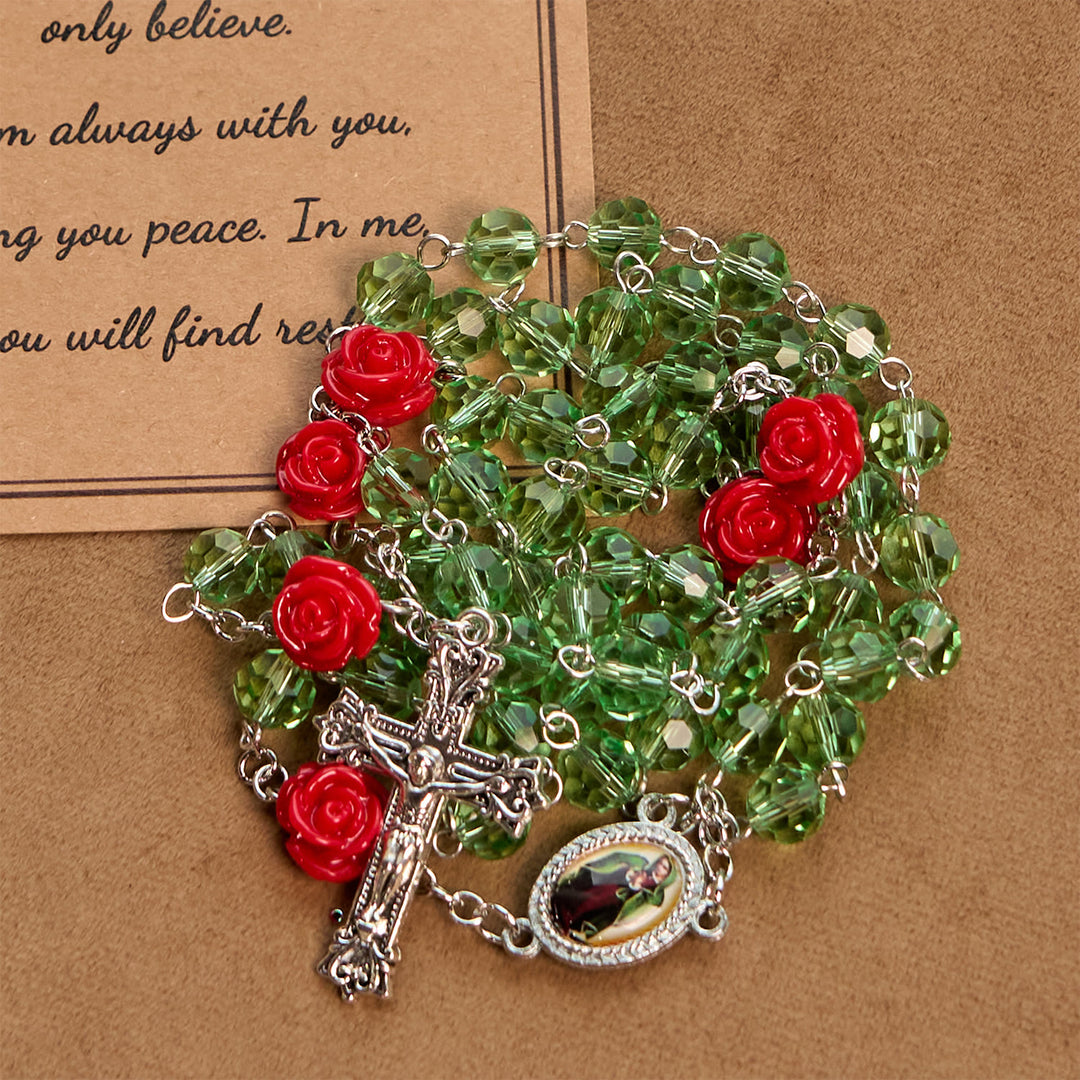 Christianartworkshop Handmade Floral Crystal Beads & Crucifix with Virgin Mary Medal Rosary: Blossom of Grace Elegance - image 8