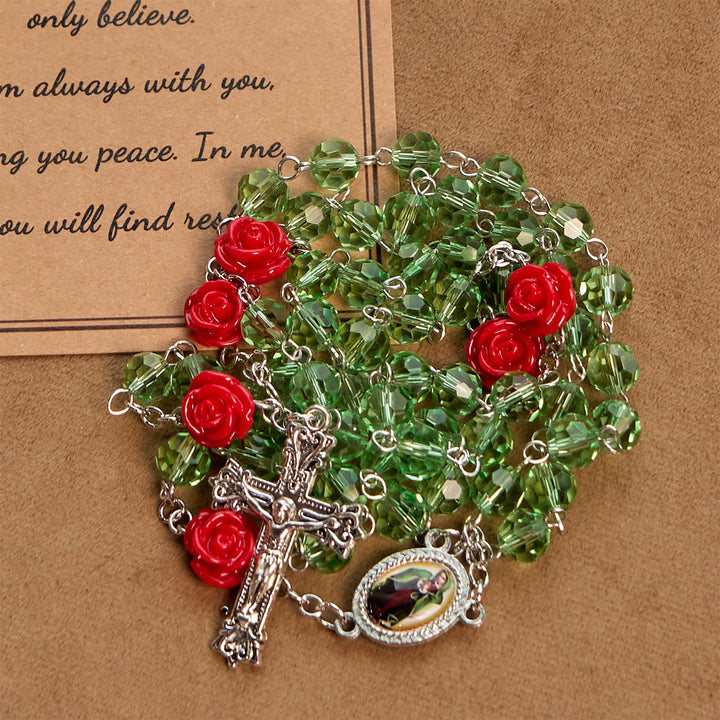Christianartworkshop Handmade Floral Crystal Beads & Crucifix with Virgin Mary Medal Rosary: Blossom of Grace Elegance - image 8