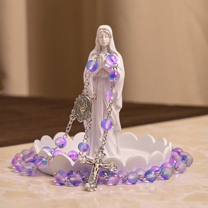 Christianartworkshop Frosted Blue and Purple Glass Beads Rosary Adorned with Miraculous Medal: Devotion in Textured Form - image 3