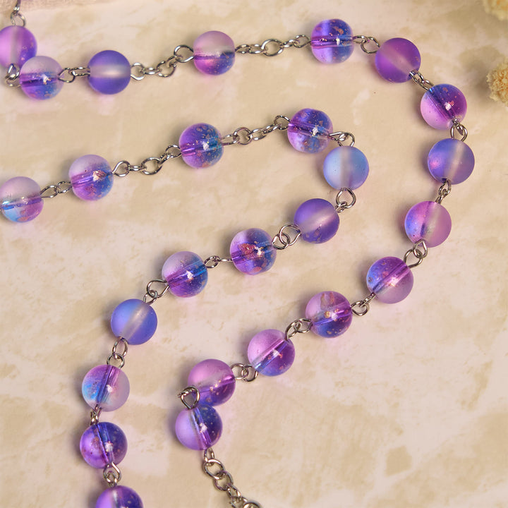 Christianartworkshop Frosted Blue and Purple Glass Beads Rosary Adorned with Miraculous Medal: Devotion in Textured Form - image 9