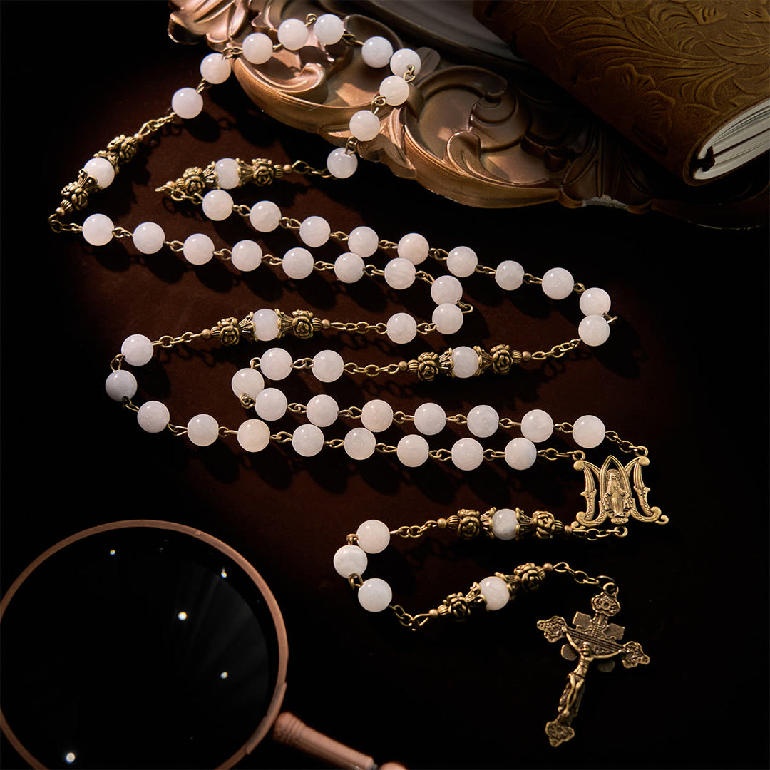 Christianartworkshop Rosary with Light Blue Jade Beads and Brass - Toned Accents: Your Path to Divine Communion - image 7