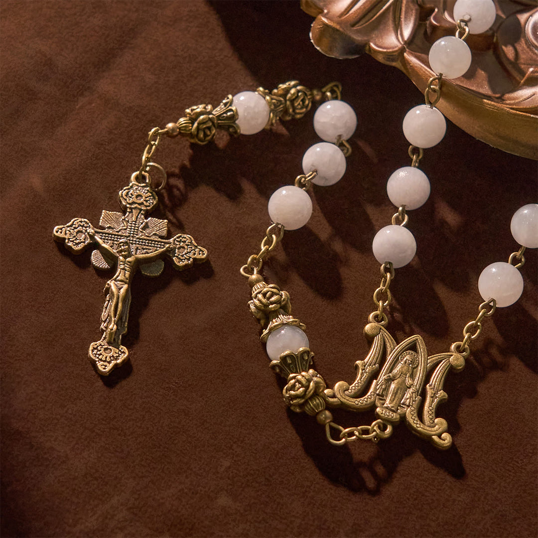 Christianartworkshop Rosary with Light Blue Jade Beads and Brass - Toned Accents: Your Path to Divine Communion - image 5