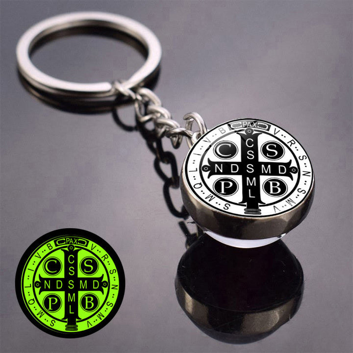 Christianartworkshop Glow-in-the-Dark Double-Sided Saint Benedict Medal Keychain: Protection That Shines - C - image 3