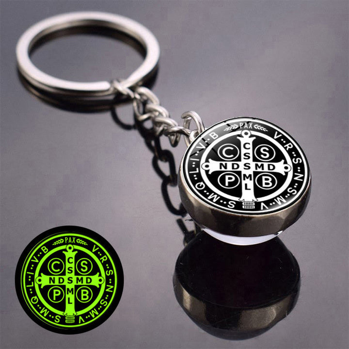 Christianartworkshop Glow-in-the-Dark Double-Sided Saint Benedict Medal Keychain: Protection That Shines - F - image 6