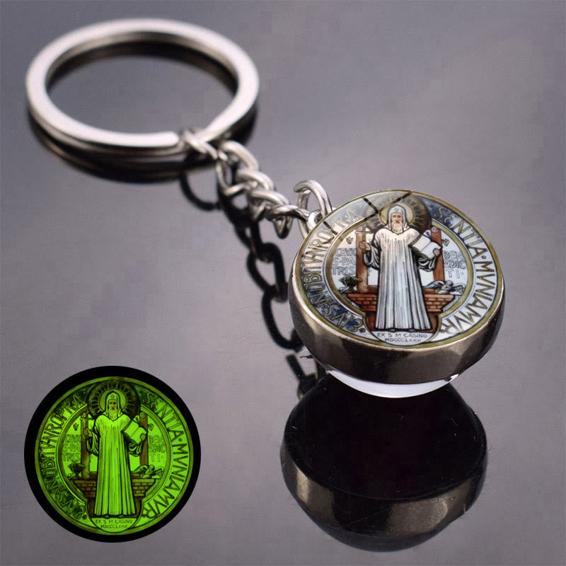 Christianartworkshop Glow-in-the-Dark Double-Sided Saint Benedict Medal Keychain: Protection That Shines - D - image 4