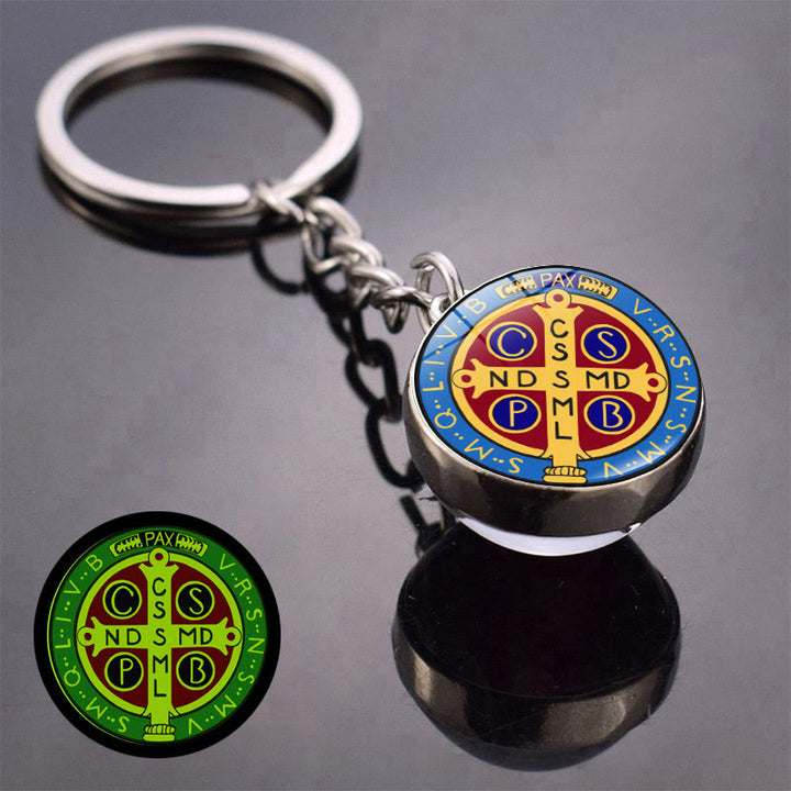 Christianartworkshop Glow-in-the-Dark Double-Sided Saint Benedict Medal Keychain: Protection That Shines - I - image 9