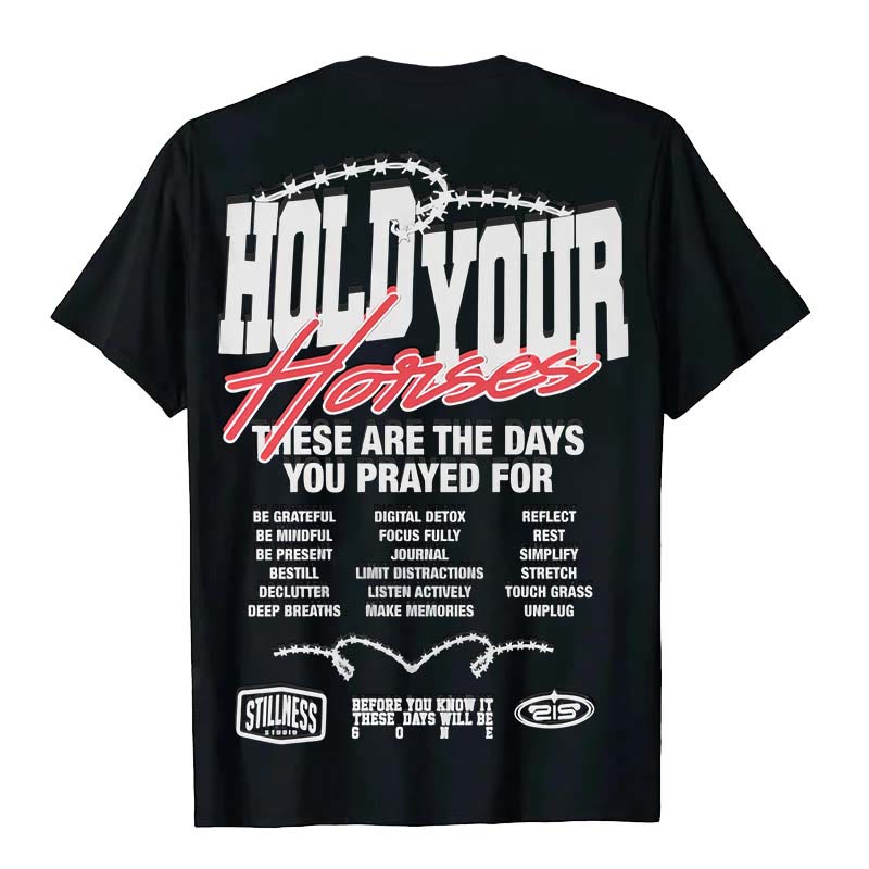 Christianartworkshop Casual Style Hold Your Horses Graphic Unisex T-shirt - image 4