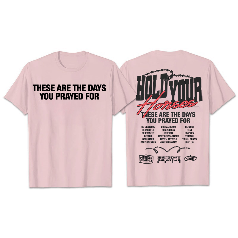 Christianartworkshop Casual Style Hold Your Horses Graphic Unisex T-shirt - Light Pink - 2XL - image 24