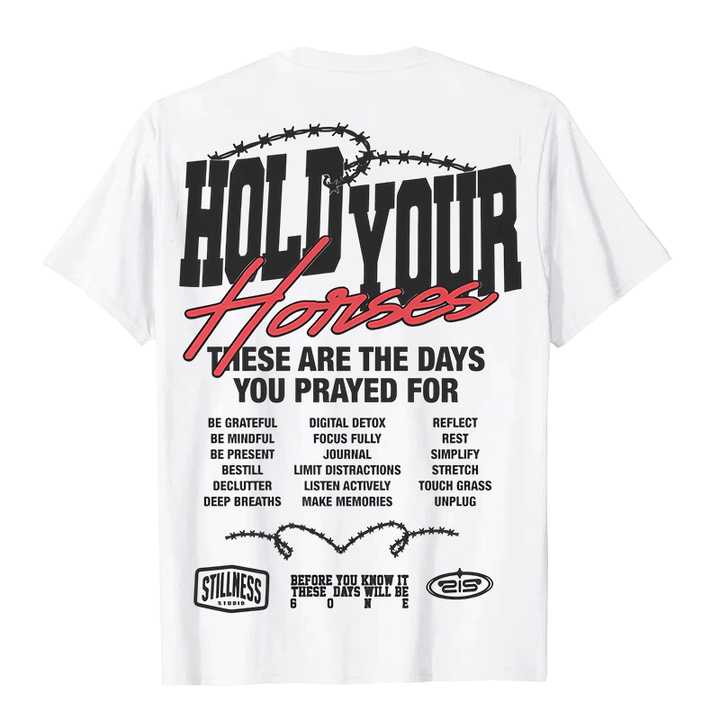 Christianartworkshop Casual Style Hold Your Horses Graphic Unisex T-shirt - image 13