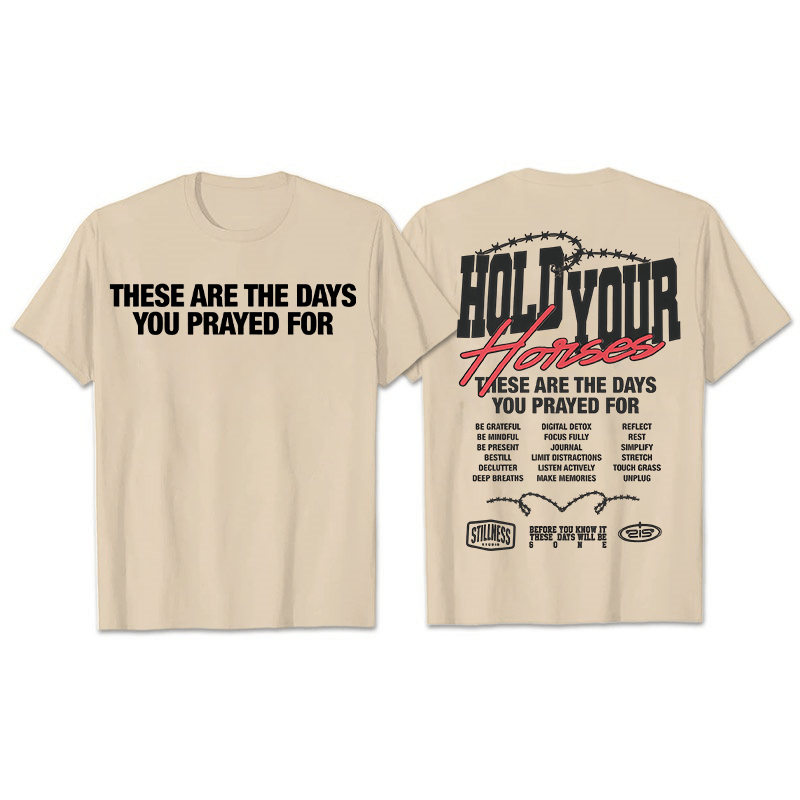 Christianartworkshop Casual Style Hold Your Horses Graphic Unisex T-shirt - Beige - 2XL - image 27
