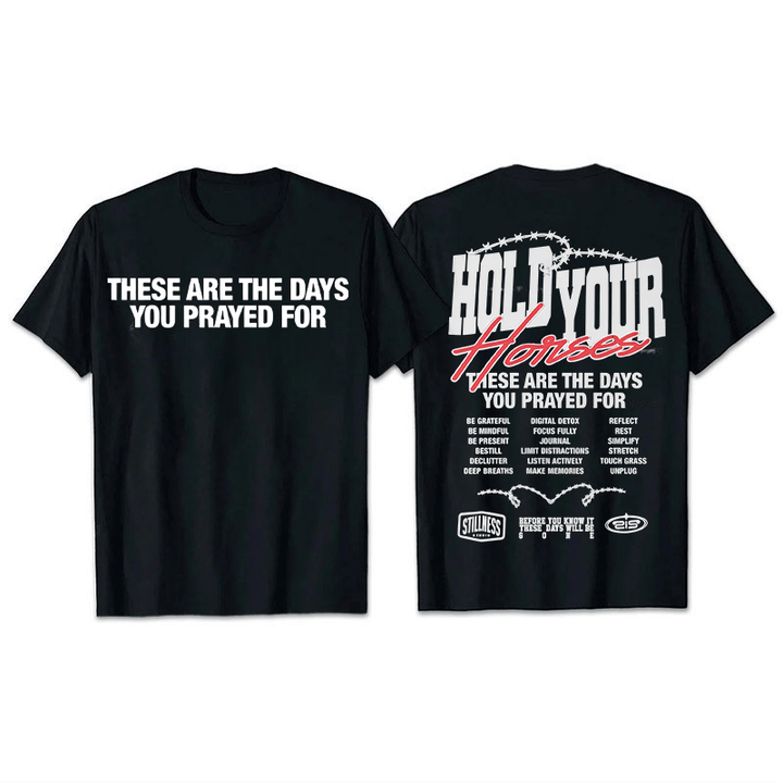 Christianartworkshop Casual Style Hold Your Horses Graphic Unisex T-shirt - Black - 2XL - image 6