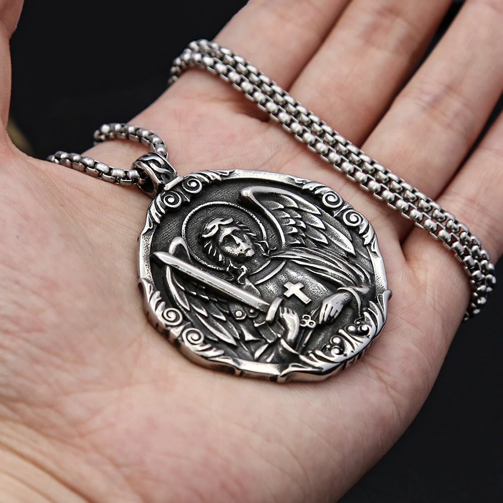 Christianartworkshop Archangel St. Micheal Protect Us Crafted Pendant Amulet Necklace - image 3