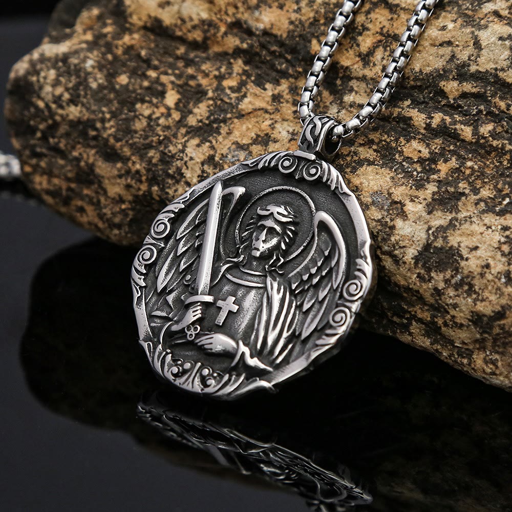 Christianartworkshop Archangel St. Micheal Protect Us Crafted Pendant Amulet Necklace - image 4