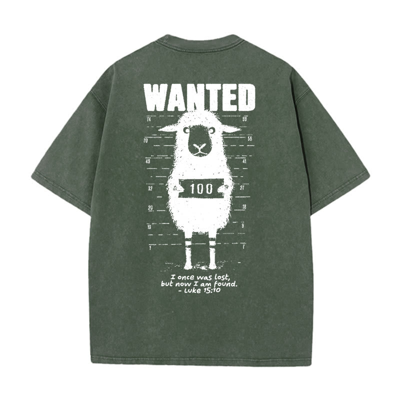Christianartworkshop Wanted Sheep Unisex Washed T-shirt