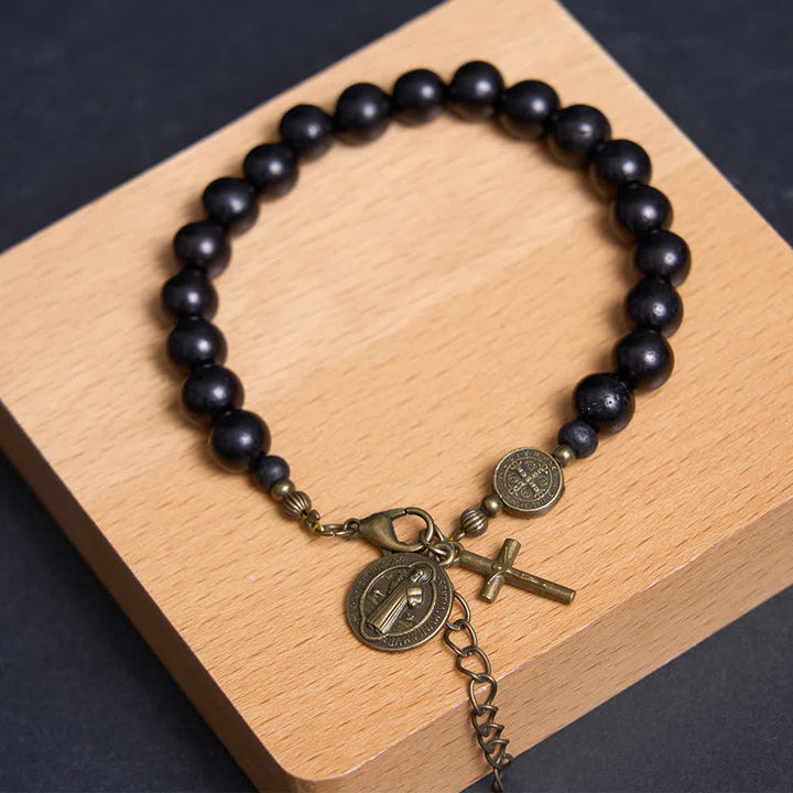 Christianartworkshop Ebony Beads St. Benedict the Blessed Protection Bracelet - image 12