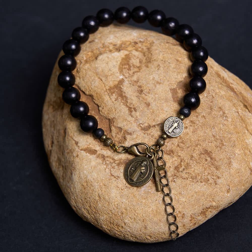 Christianartworkshop Ebony Beads St. Benedict the Blessed Protection Bracelet - image 2