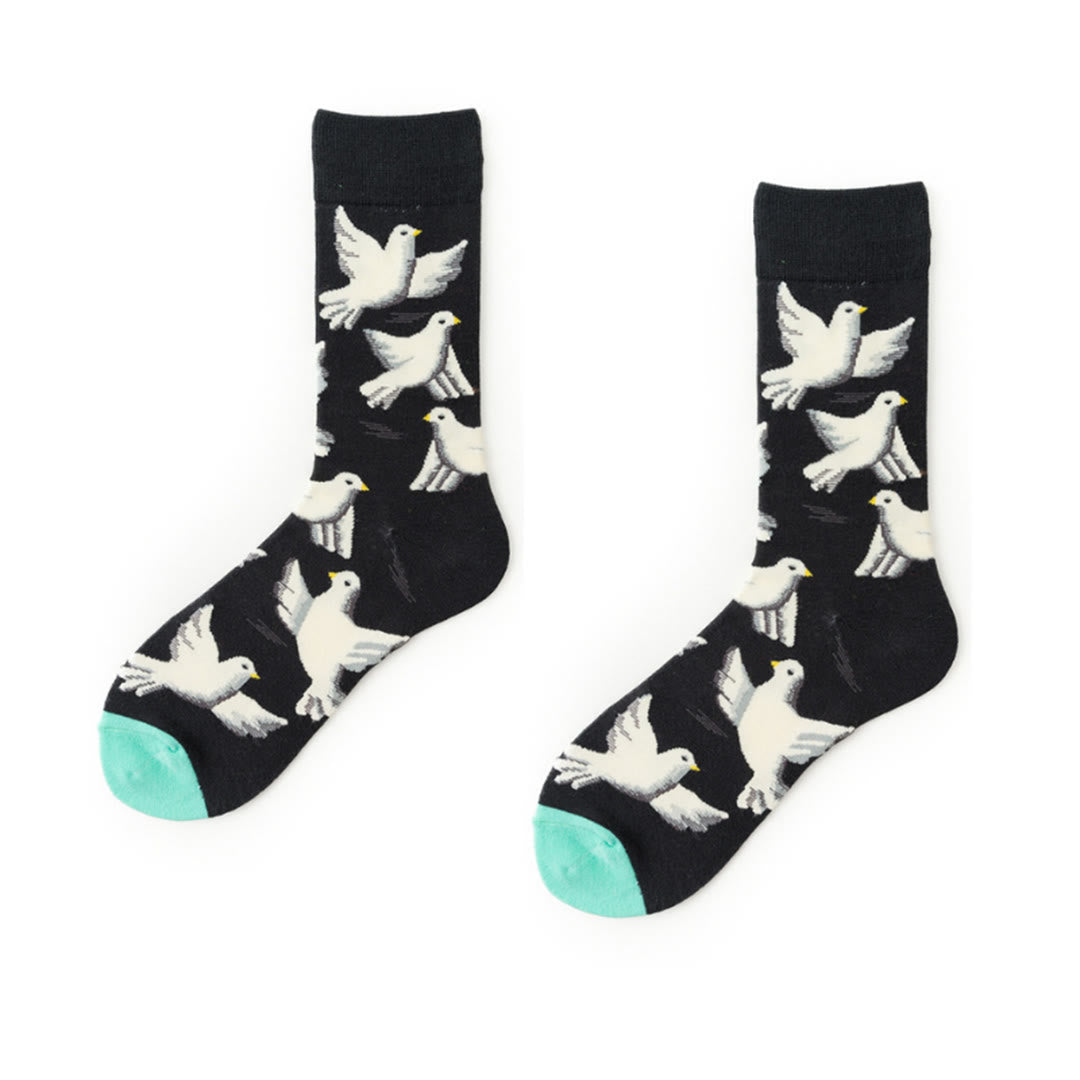 Christianartworkshop Black Crew Unisex Socks with White Holy Spirit Doves: Let Peace Soar with Every Step - image 4