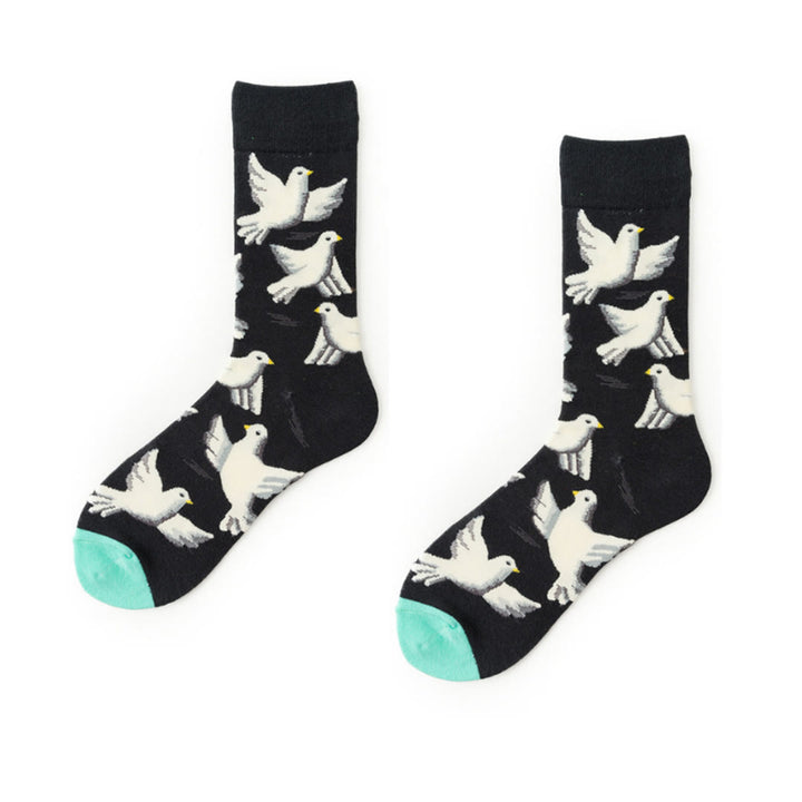 Christianartworkshop Black Crew Unisex Socks with White Holy Spirit Doves: Let Peace Soar with Every Step - image 4