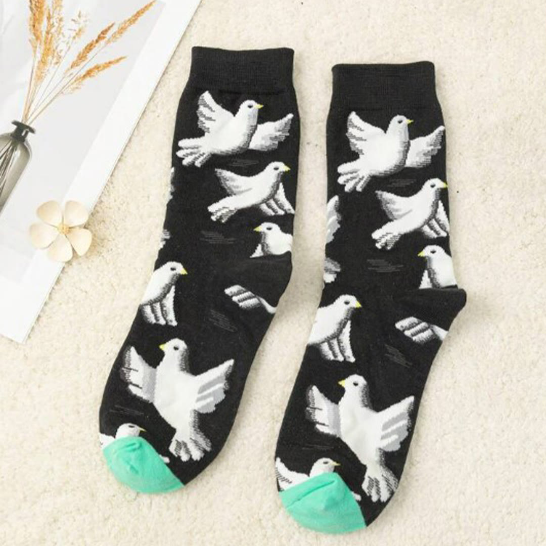 Christianartworkshop Black Crew Unisex Socks with White Holy Spirit Doves: Let Peace Soar with Every Step - image 3
