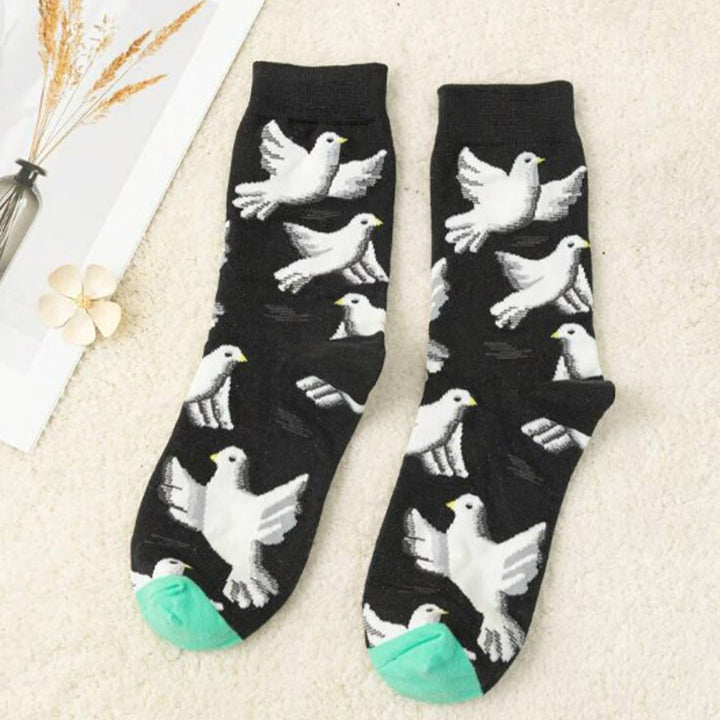 Christianartworkshop Black Crew Unisex Socks with White Holy Spirit Doves: Let Peace Soar with Every Step - image 3