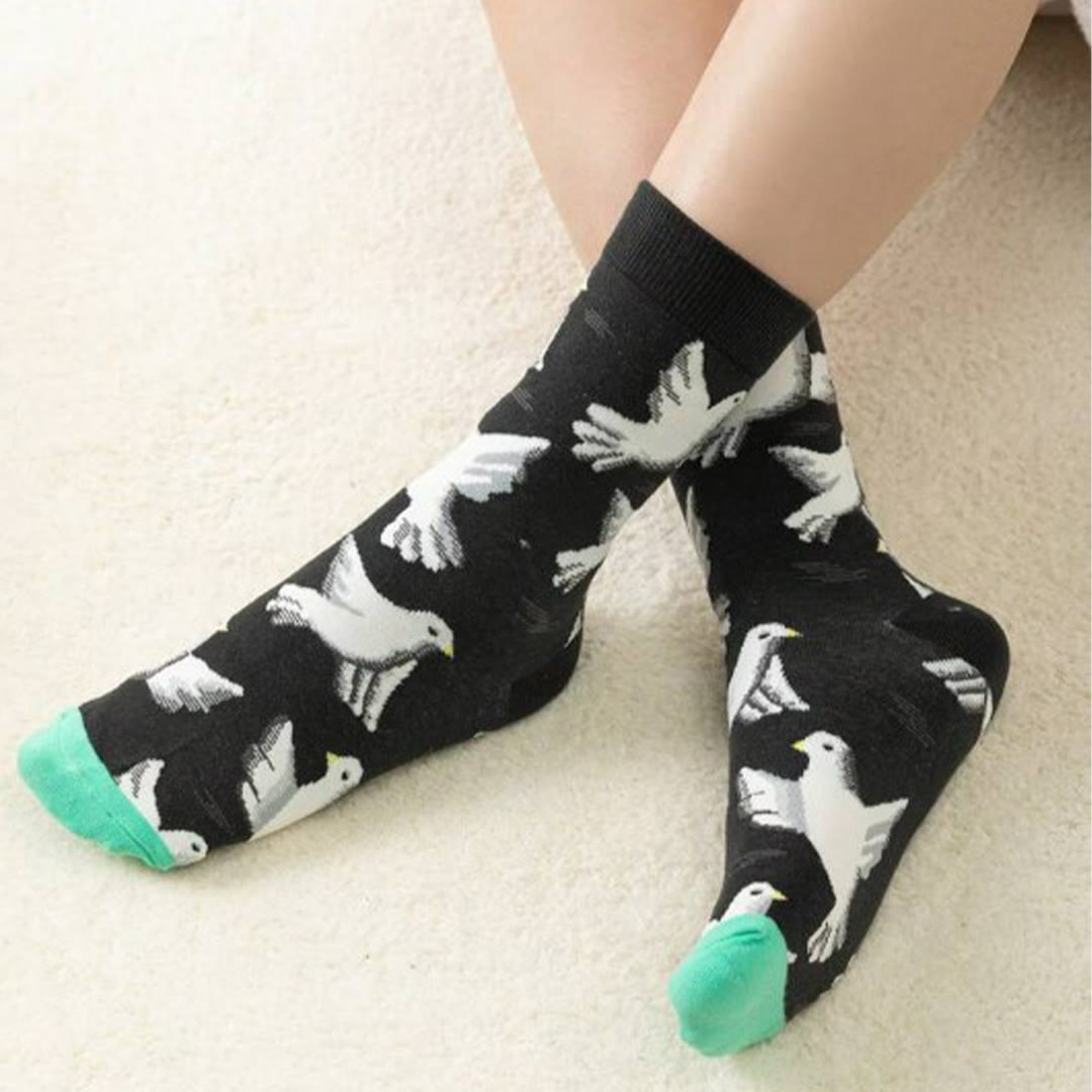 Christianartworkshop Black Crew Unisex Socks with White Holy Spirit Doves: Let Peace Soar with Every Step - image 2