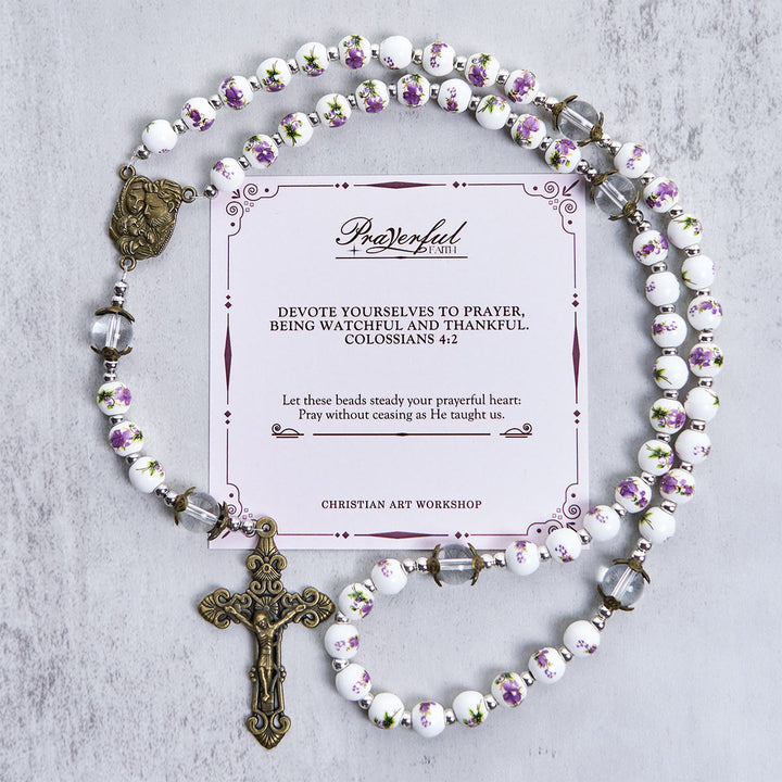 Christianartworkshop Jesus Is The Gift:  Handmade  Violet - Inspired Rosary with Gift Card - PRAYERFUL FAITH - image 3