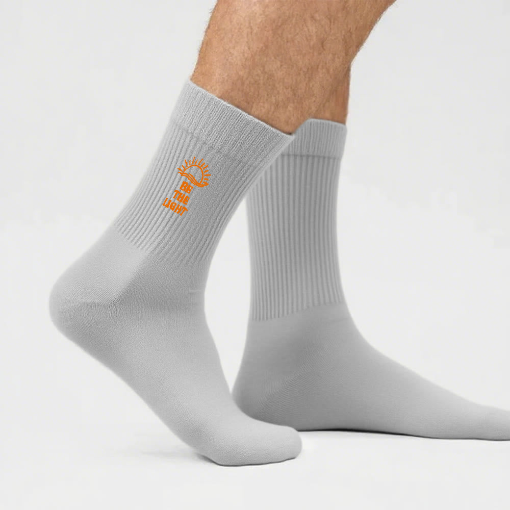 Christianartworkshop Be The Light with Glimmering Sea Horizon Crew Socks: Shine with Spirit - Grey - Men (EU 40-44/US 7.5-11) - image 11