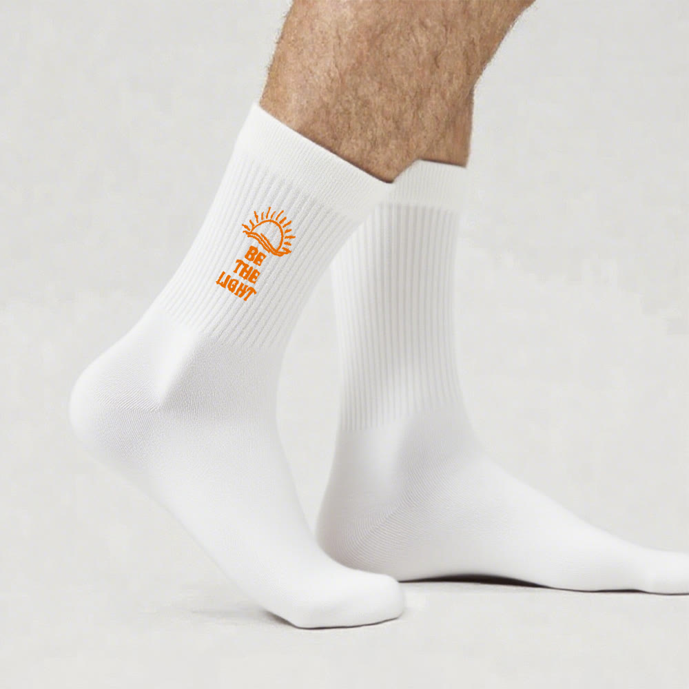 Christianartworkshop Be The Light with Glimmering Sea Horizon Crew Socks: Shine with Spirit - White - Women (EU 36-39/US 8.5-9) - image 1